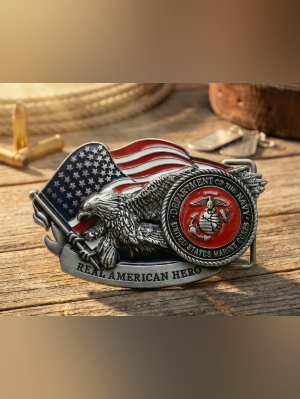 EGA American Flag U SMC United States Marine Corps belt buckle
